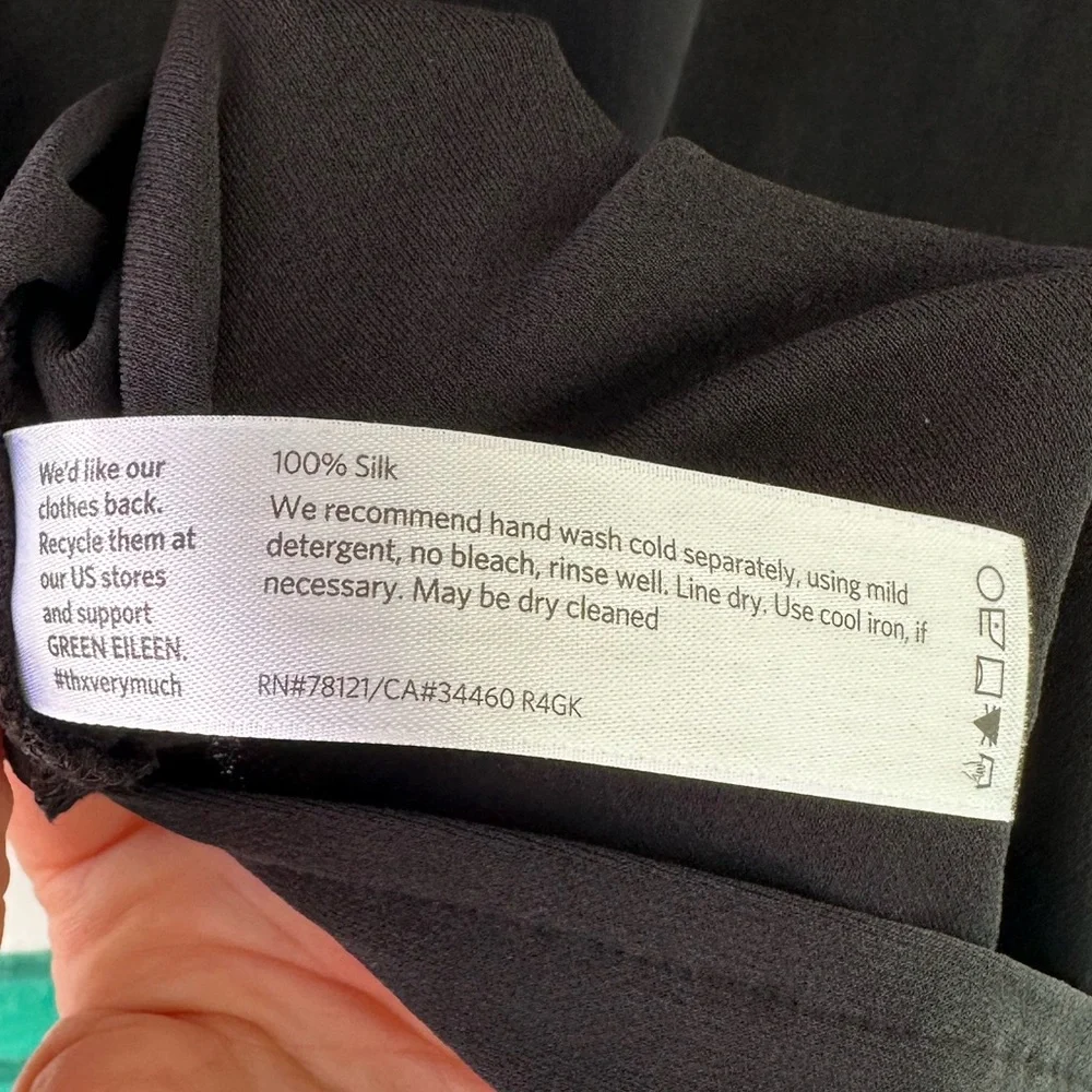 Eileen Fisher Silk Mini Dress Black Medium Long Sleeve - Picture 5 of 5